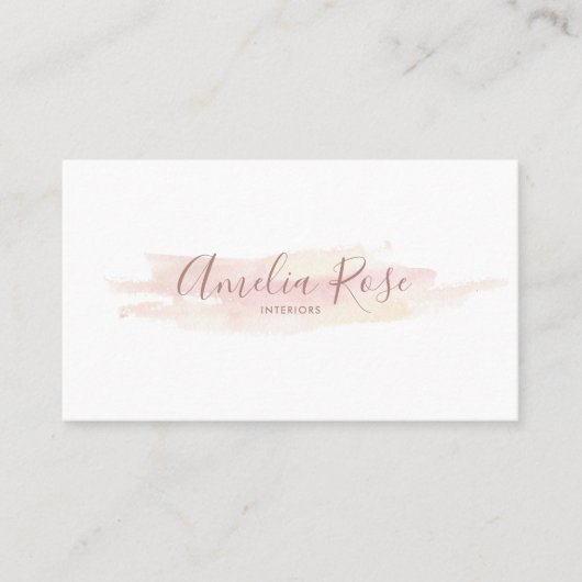 Blush Waterverf Signature Script Visitekaartje (Voorkant)