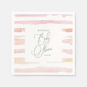 Blush waterverf stripe Baby shower Servet