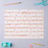 Blush Waterverf Stripes Gold Glitter Hearts Tissuepapier (Craft)
