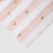 Blush Waterverf Stripes Gold Glitter Hearts Tissuepapier (Detail)