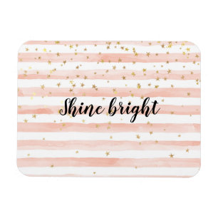 Blush Waterverf Stripes Gouden Sterren Shine Magneet
