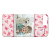 Blush Waterverf vlinder monogram foto Case-Mate iPhone Case (Achterkant (Horizontaal))