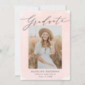 Blush Waterverf Was 4 Foto Afstuderen Aankondiging (Voorkant)