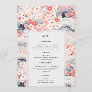 Blush Waves Sakura Bloesem Moderne Trouwdag Menu