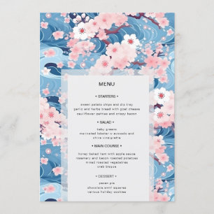 Blush Waves Sakura Bloesem Moderne Trouwdag Menu