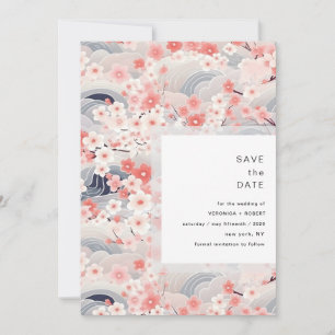 Blush Waves Sakura Bloesem Moderne Trouwdag Save The Date