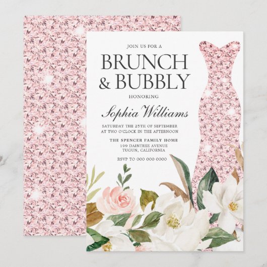 Blush Weddenschap Vrijgezellenfeest Brunch & Bubbl Kaart (Voorkant / Achterkant)