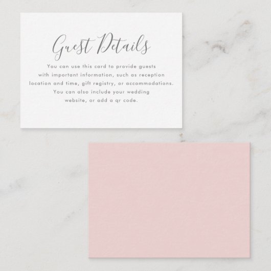  Blush Wedding Gast Detail Informatie Informatiekaartje (Voorkant / Achterkant)