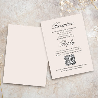 Blush Wedding Script RSVP Reception  Informatiekaartje