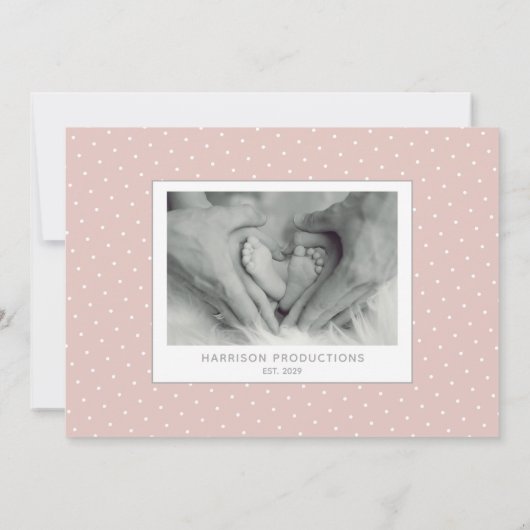 Blush Welkom Baby Girl Foto Collage Birth Aankondiging (Achterkant)