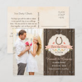 Blush Western Horseshoe Enregistrer la date Carte  (Devant / Derrière)