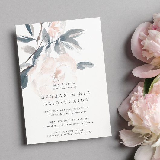 Blush Whisper Bridesmaids Brunch Invitation Kaart
