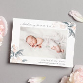 Blush Whisper Floral Foto geboorteaankondiging Aankondiging