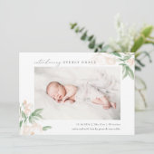Blush Whisper Floral Photo Faire-part de naissance (Debout devant)