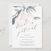 Blush Whisper Love is Patient Wedding Postponement Aankondiging (Voorkant)