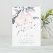 Blush Whisper Love is Patient Wedding Postponement Aankondiging (Staand voorkant)