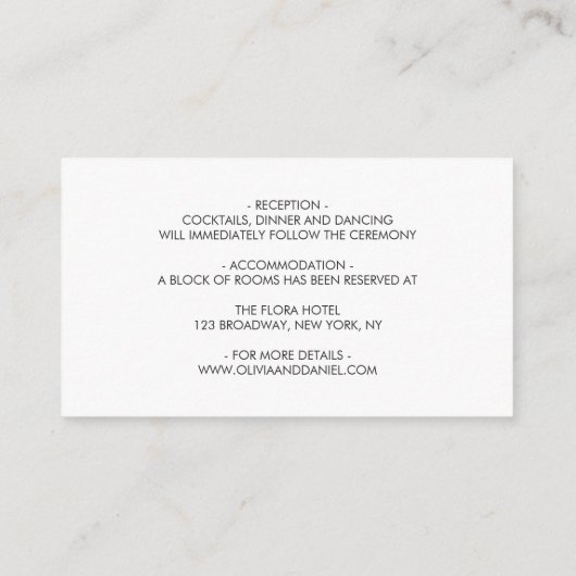 Blush White Bloom Bloemen Bruiloft Details Informatiekaartje (Achterkant)