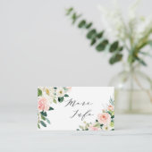 Blush White Bloom Bloemen Bruiloft Details Informatiekaartje (Staand voorkant)