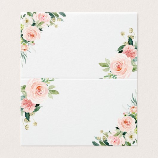 Blush White Bloom Bloemen Bruiloft Plaats Kaart (Buitenkant ongevouwen)