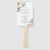 Blush White Bloom Bloemen Bruiloft Programma Handwaaier (Voorkant)