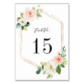 Blush White Bloom Floral Wedstrijding Table Number Kaart (Voorkant)
