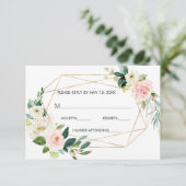 Blush White Bloom Gold Frame Floral Wedding RSVP (Debout devant)