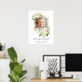 Blush White Bloom Gold Hexagon Funeral Welkom Poster (Thuiskantoor)