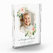 Blush White Bloom Gold Hexagon Memorial Fotoblokken (Links)