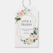 Blush White Bloom Gold Lijst bruiloft dank u Cadeaulabel (Voorkant)