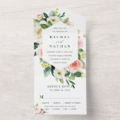 Blush White Bloom Hexagon Wedding All In One Uitnodiging (Binnen)