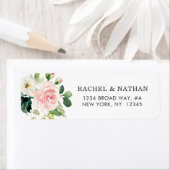 Blush White Bloom Waterverf Bloemen Adres Etiket (Insitu)