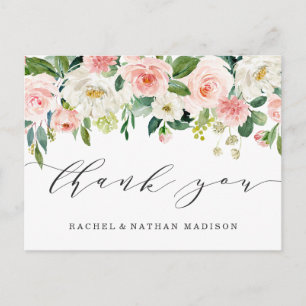 Blush White Bloom Waterverf bruiloft dank u Briefkaart