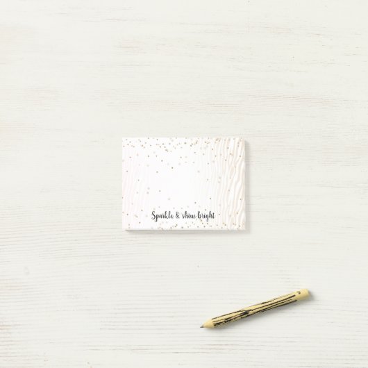 Blush White Cream Zebra Gold Confetti Sparkle      Post-it® Notes (Op bureau)