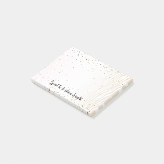 Blush White Cream Zebra Gold Confetti Sparkle      Post-it® Notes (Schuin)
