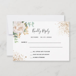 Blush white floral eucalyptus baptisme RSVP-kaart RSVP Kaartje