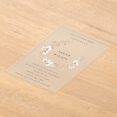 Blush White Floral Wreate Vrijgezellenfeest Invite Acryl Uitnodigingen (Laagn)