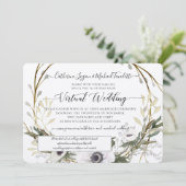 Blush White Floral Wreath Rustic Virtual Wedding Kaart (Staand voorkant)