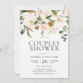 Blush & White Florals Elegant Couples Shower Kaart (Voorkant)