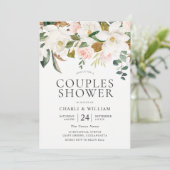 Blush & White Florals Elegant Couples Shower Kaart (Staand voorkant)