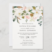 Blush & White Florals Elegant Modern Wedding Kaart (Voorkant)