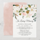 Blush & White Flowers in Loing Memorial Service Kaart (Voorkant / Achterkant)