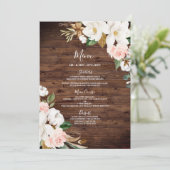 Blush & White Flowers Rustic Wood Weddenschap Menu (Staand voorkant)
