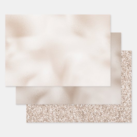 Blush White Glam Glitter Inpakpapier Vel (Set)
