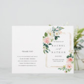 Blush White Gold Lijst Folded Wedding Program (Staand voorkant)