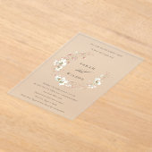 Blush White Meadow Floral Wreatal Verloving Invite Acryl Uitnodigingen (Laagn)