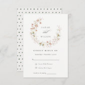 Blush White Meadow Floral Wreath Wedding RSVP (Devant / Derrière)