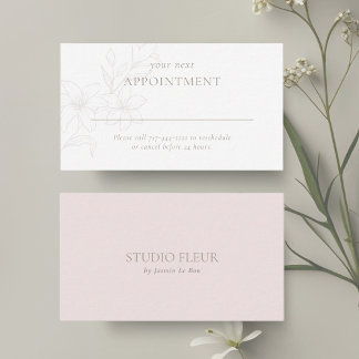 Blush & White | Moderne Boho Minimal Floral Afsprakenkaartje