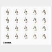 Blush & white rises monogrammen bruiloft ronde sticker (Vel)