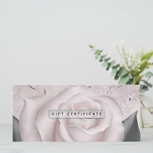 Blush White Rose Modern Marble Gift Certificate (Staand voorkant)