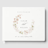 Blush White Rustic Meadow Floral Wreath Wedding Gastenboek (Voorkant)
